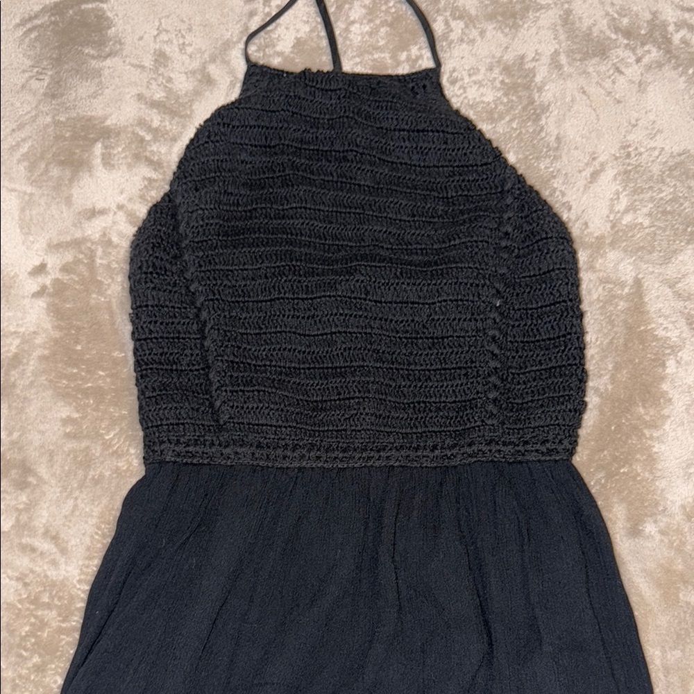 Hollister Black Crochet Halter Maxi Dress